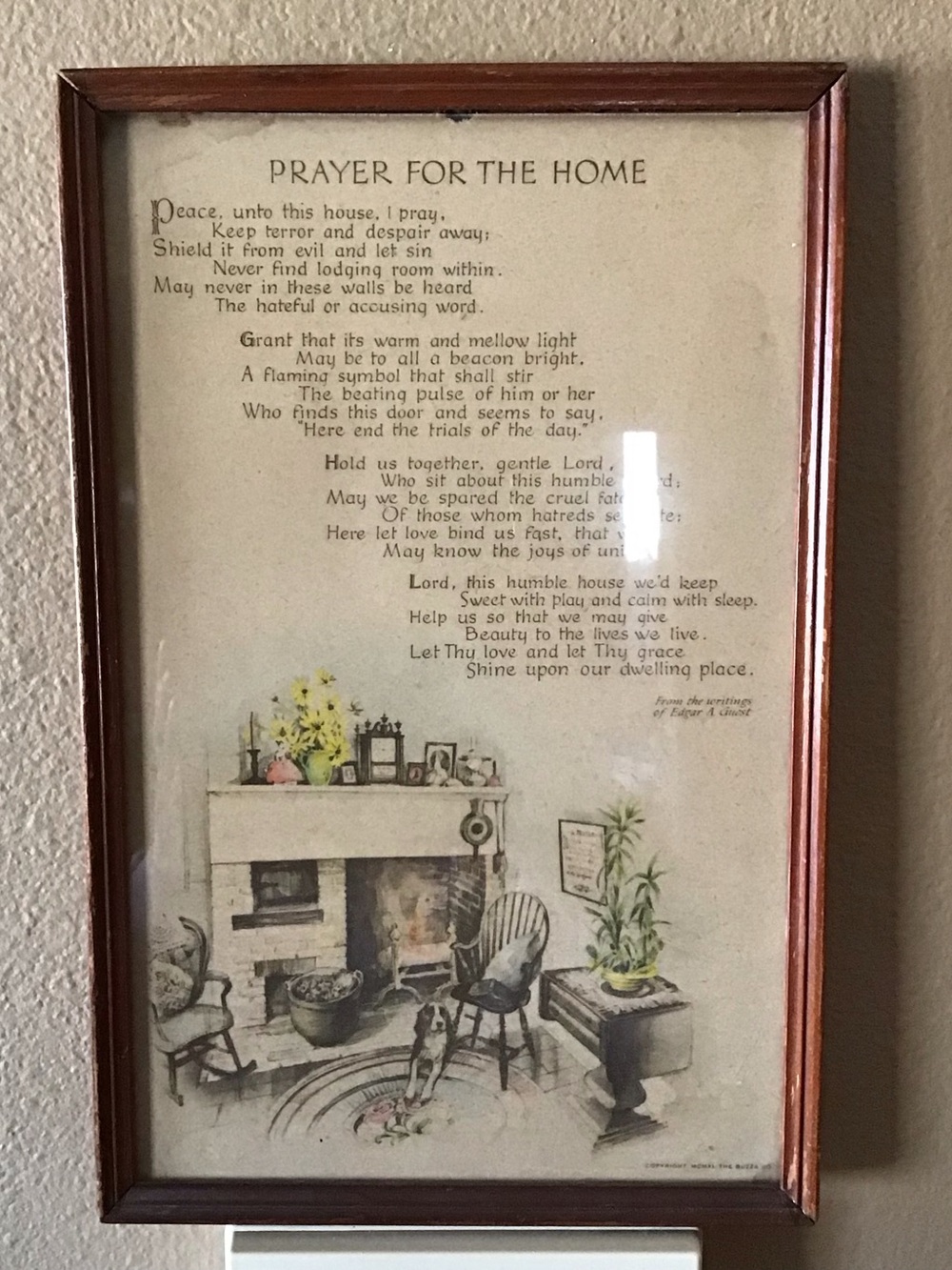 Vintage Framed “A Prayer for The Home” Christian Wall Decor
